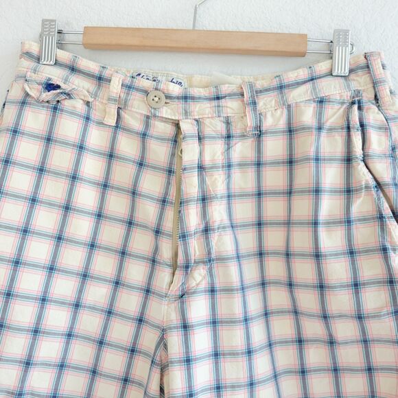 Vintage Abercrombie & Fitch Men's Bermuda Shorts Cream Pink Blue Sz 30 - Picture 5 of 16